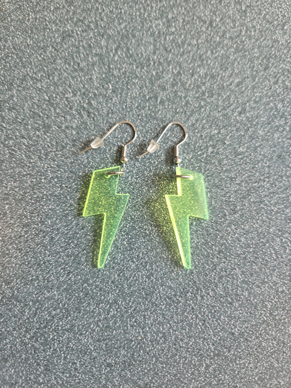 Neon Green Lightning Bolt Dangle Earrings - Women Jewelry